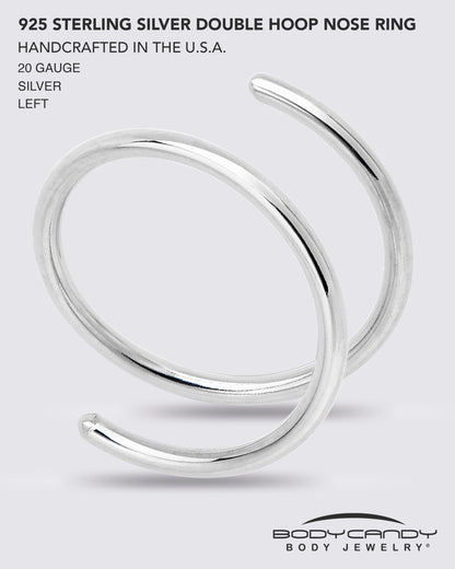 Double Hoop Nose 925 Sterling Silver Spiral Nose Ring