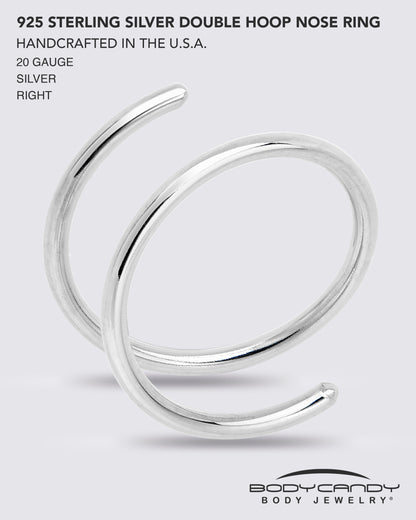 Double Hoop Nose 925 Sterling Silver Spiral Nose Ring