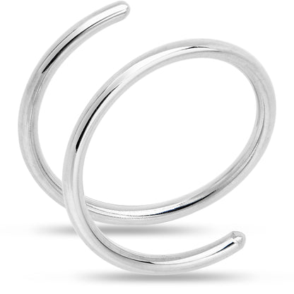 Double Hoop Nose 925 Sterling Silver Spiral Nose Ring