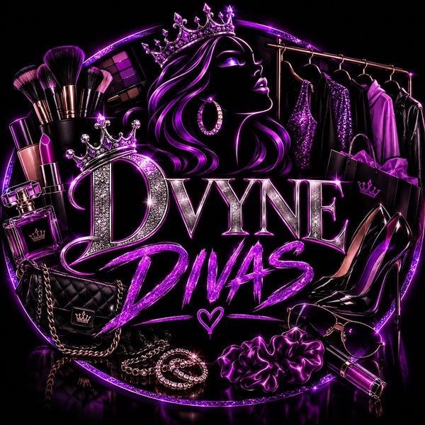 Dvyne Divas purple, silver, and black logo